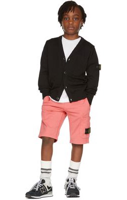 Stone Island Junior Kids Black Cotton Knit Cardigan