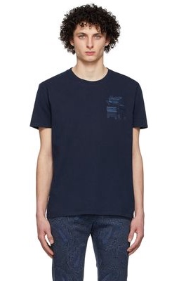 Etro Navy Embroidery T-Shirt