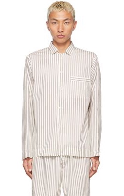 Tekla White & Brown Poplin Stripe Pyjama Shirt