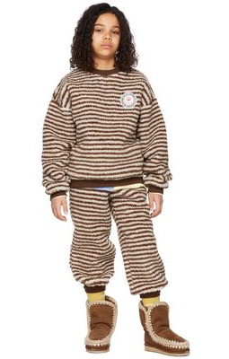 Luckytry Kids Brown & Off-White Stripe Dumbled Sweatshirt