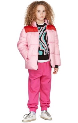 MSGM Kids Kids Pink & Red Hooded Puffer Jacket