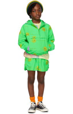 Luckytry Kids Green Smile Anorak Jacket Set
