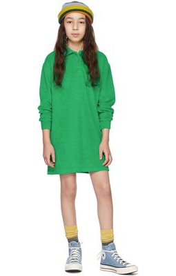 Luckytry Kids Green Embroidered Terry Dress