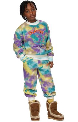 Luckytry Kids Purple Rainbow Fleece MTM Sweatshirt