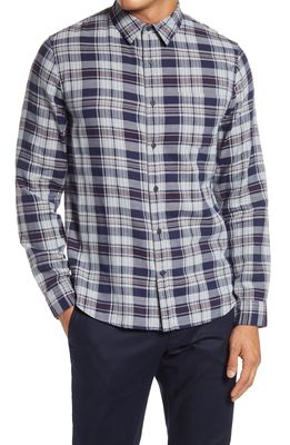Vince Double Face Slim Fit Plaid Button-Up Shirt in Officer Blue