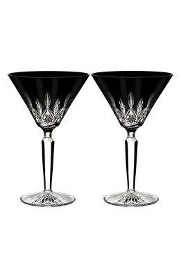Waterford Lismore Diamond Set of 2 Black Lead Crystal Martini Glasses