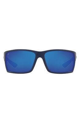 Costa Del Mar 64mm Mirrored Polarized Rectangular Sunglasses in Blue