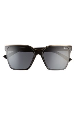 Quay Australia Level Up 56mm Polarized Square Sunglasses in Black Gold /Smoke Polarized