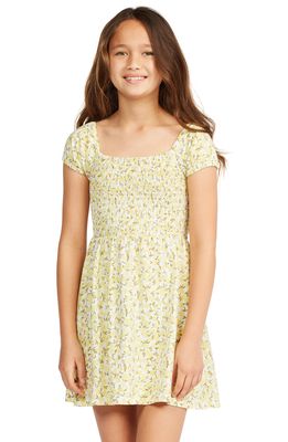 Billabong Kids' Beach Love Smocked Cotton Dress in Lemonade