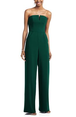 Dessy Collection Strapless Crepe Jumpsuit in Hunter