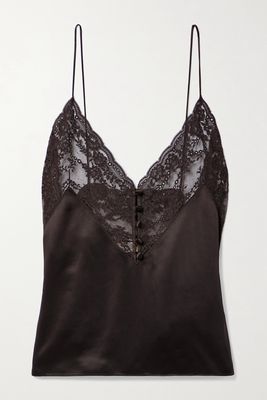 SAINT LAURENT - Lace And Silk-satin Camisole - Brown
