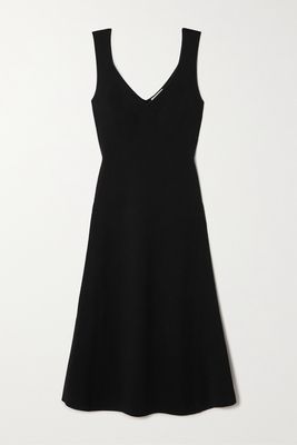 Co - Ribbed Merino Wool Midi Dress - Black
