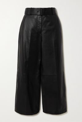 Joseph - Taja Belted Cropped Leather Wide-leg Pants - Black
