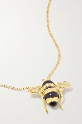 Sabbadini - Baby Bee 18-karat Gold, Lacquer And Diamond Necklace - one size