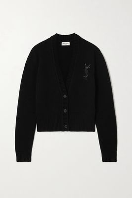 SAINT LAURENT - Embellished Cashmere Cardigan - Black