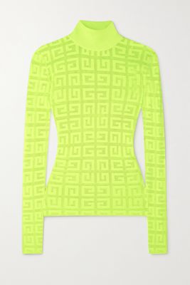 Givenchy - Neon Jacquard-knit Turtleneck Sweater - Yellow
