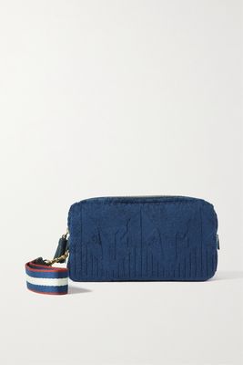 Anya Hindmarch - Important Things Leather And Webbing-trimmed Terry Cosmetics Case - Blue