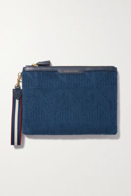 Anya Hindmarch - Essentials Leather-trimmed Cotton-terry Pouch - Blue