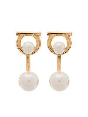 Salvatore Ferragamo Gancini pearl-embellished earrings - Gold