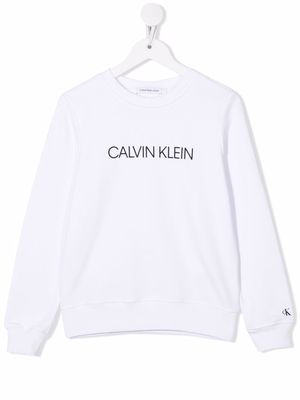 Calvin Klein Kids logo print sweatshirt - White