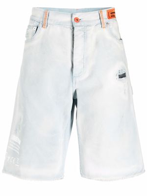Heron Preston distressed denim shorts - Grey