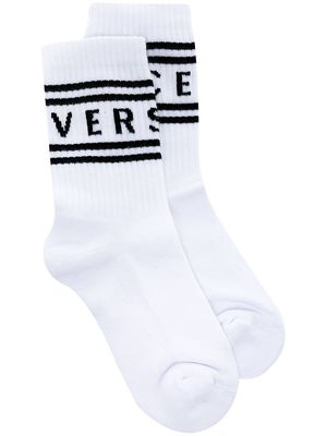 Versace Kids logo-print ribbed socks - White