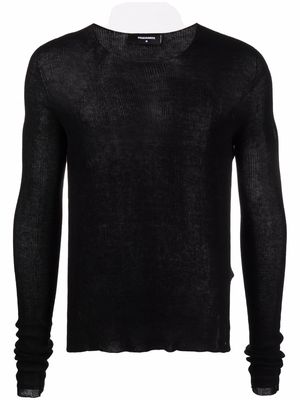 Dsquared2 distressed-effect semi-sheer knitted top - Black
