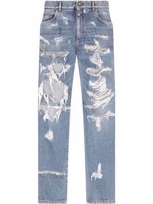 Dolce & Gabbana ripped mid-rise loose-fit jeans - Blue