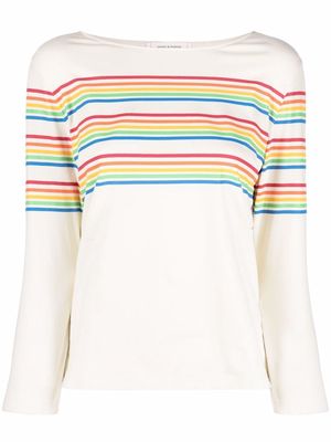 Chinti and Parker boat neck rainbow stripe T-shirt - Neutrals