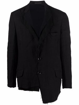 Yohji Yamamoto single-breasted linen blazer - Black