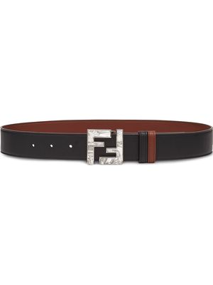 Fendi FF marbled plaque reversible belt - Black