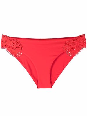 Ermanno Scervino lace-trimmed bikini bottoms - Red