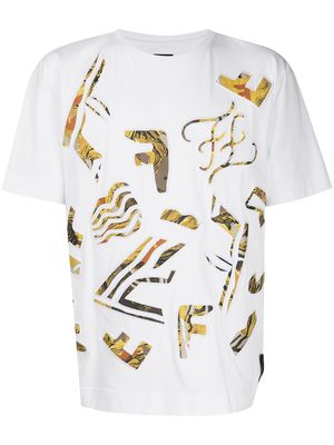 Fendi embroidered patch-logo t-shirt - White