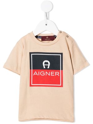 Aigner Kids logo-print T-shirt - Brown