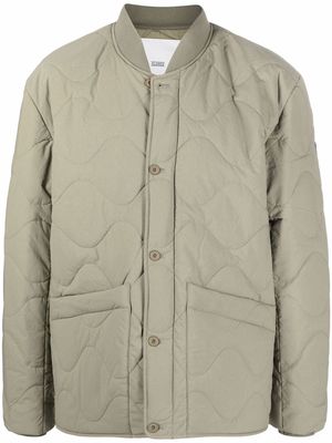 Closed geometric-pattern quilted jacket - Green