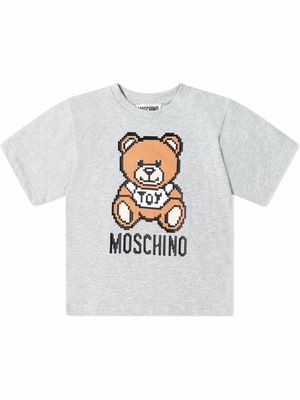 Moschino Kids teddy bear logo-print T-shirt - Grey