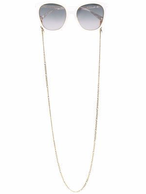Gucci Eyewear round-frame chain sunglasses - White