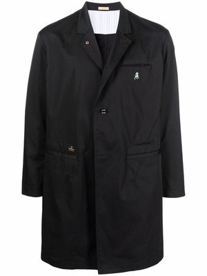 UNDERCOVER animal-motif ruffle-detail coat - Black