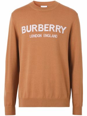Burberry logo intarsia jumper - Brown