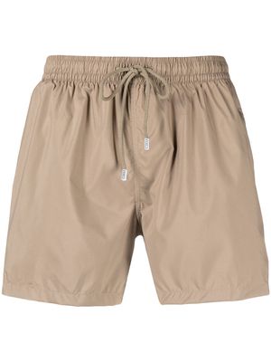 Fedeli logo-patch drawstring swim shorts - Brown