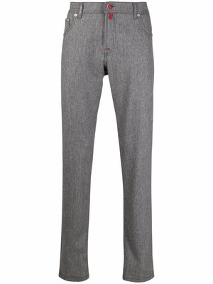 Kiton contrast-stitching straight trousers - Grey