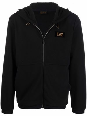 Ea7 Emporio Armani logo-patch zipped hoodie - Black