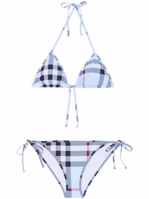 Burberry check triangle bikini - Blue