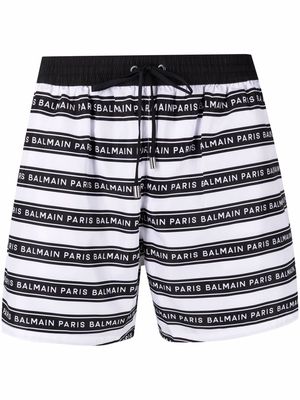 Balmain logo-stripe drawstring boxers - White