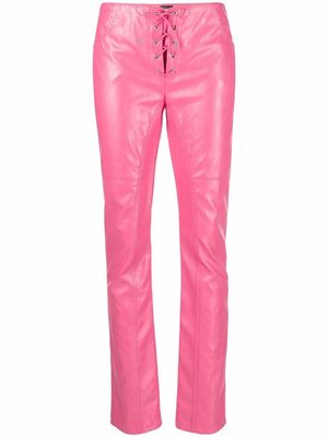 Blumarine faux-leather slim-fit trousers - Pink