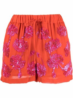 P.A.R.O.S.H. sequined drawstring shorts - Red