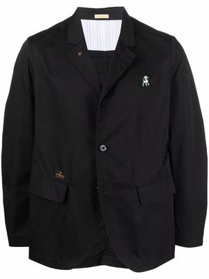 UNDERCOVER animal-motif ruffle-detail blazer jacket - Black