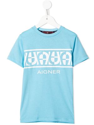 Aigner Kids logo-print T-shirt - Blue