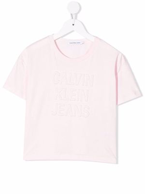 Calvin Klein Kids embossed-logo T-shirt - Pink