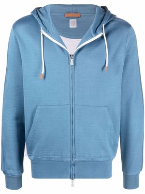 Eleventy stripe-detail zipped hoodie - Blue